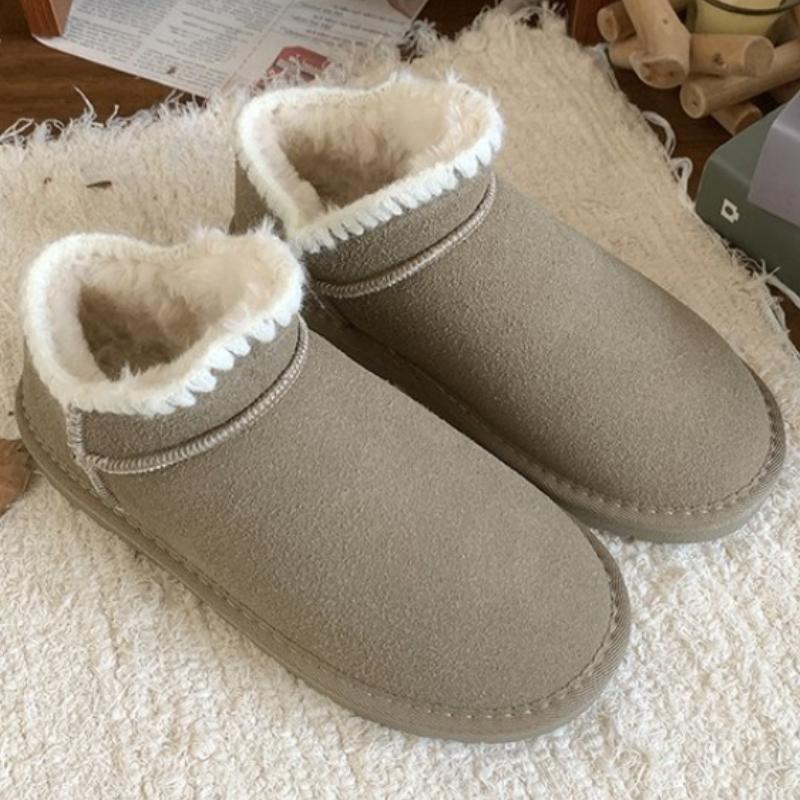 

Women Slip on Anti-slip Outdoor Ankle Boots 2024 Short Plush Comfortable Snow Boots Women Retro Casual Platform Designer Shoes 35
