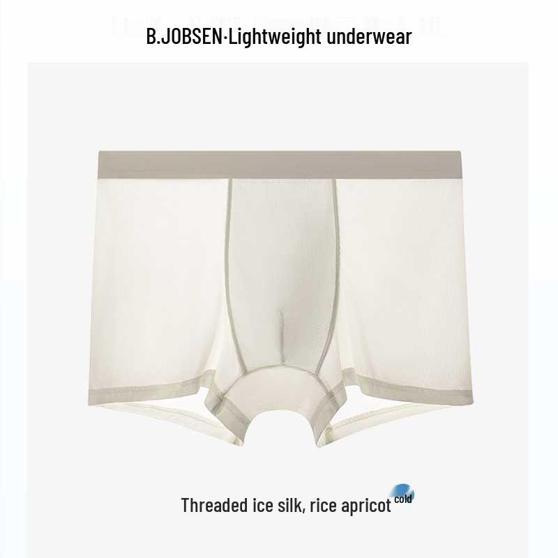 Ice Silk Antibacterial Men's Boxer Briefs - Ultra-Thin Seamless, Plus Size, Square Leg