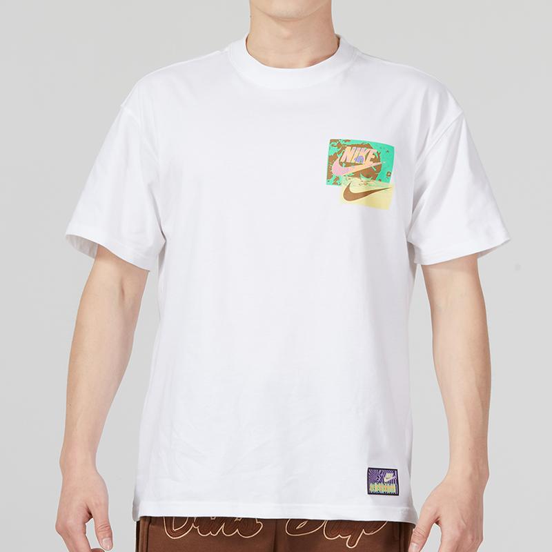 Nike Logo Print Sports Crew Neck Short Sleeve T-Shirt Men Tops White FB9787-100