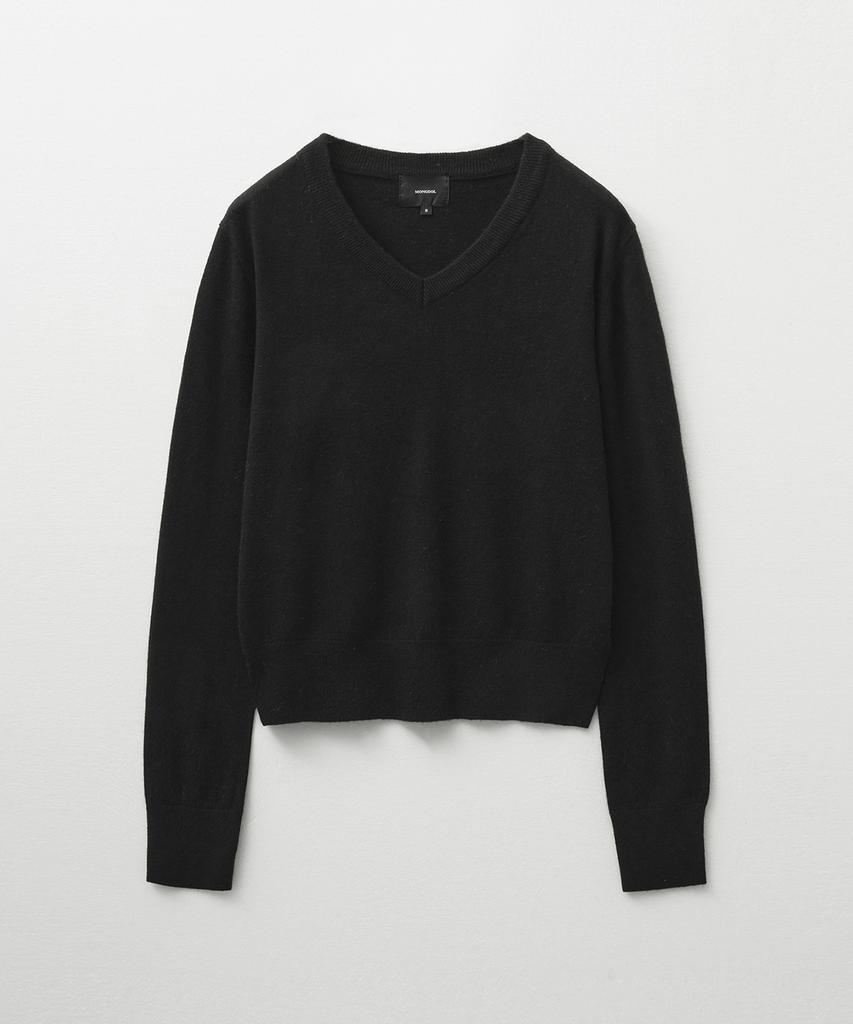 MONGDOL Wool Cashmere V-Neck Knit Black Mdkt088Black