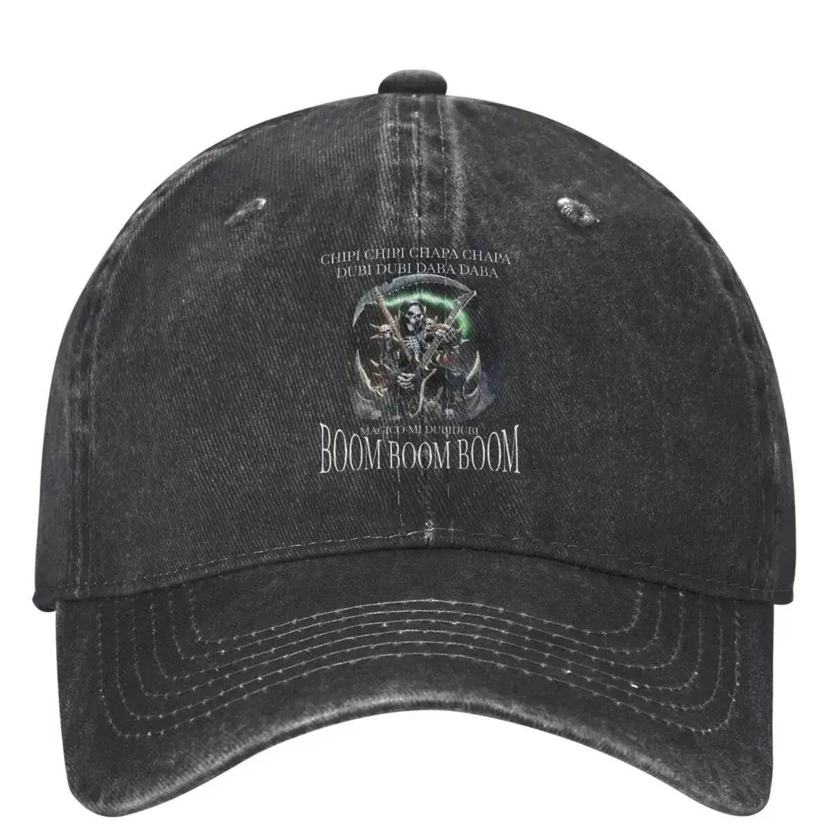 Calacas Chidas Denim Baseball Cap Funny Skeleton Boom Boom Outdoor Gym Hip Hop Dad Hats Summer Women Unisex Sunshade Baseball Caps Adjustable
