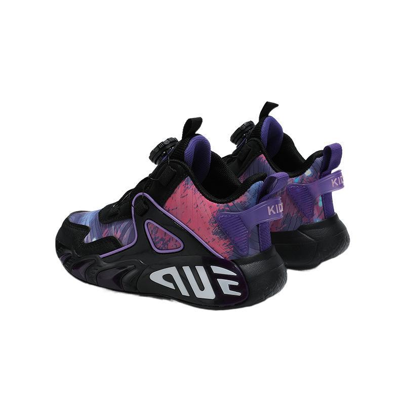 Children's rotating button sneakers 2025 autumn and winter new girls waterproof running shoes boys lightweight basketball shoes