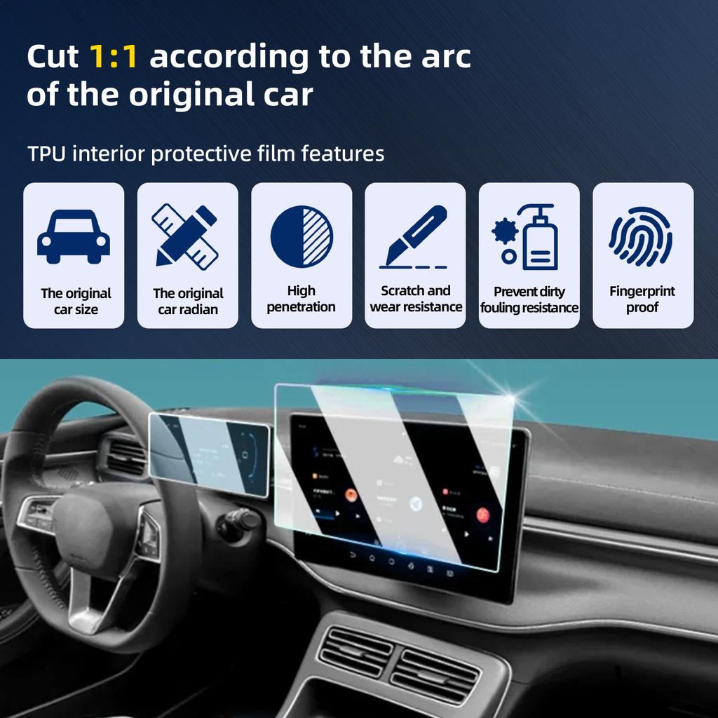 TPU Paint Protective Film for BYD King DM-i 2025 2024 2023 Center Console Gear Panel GPS