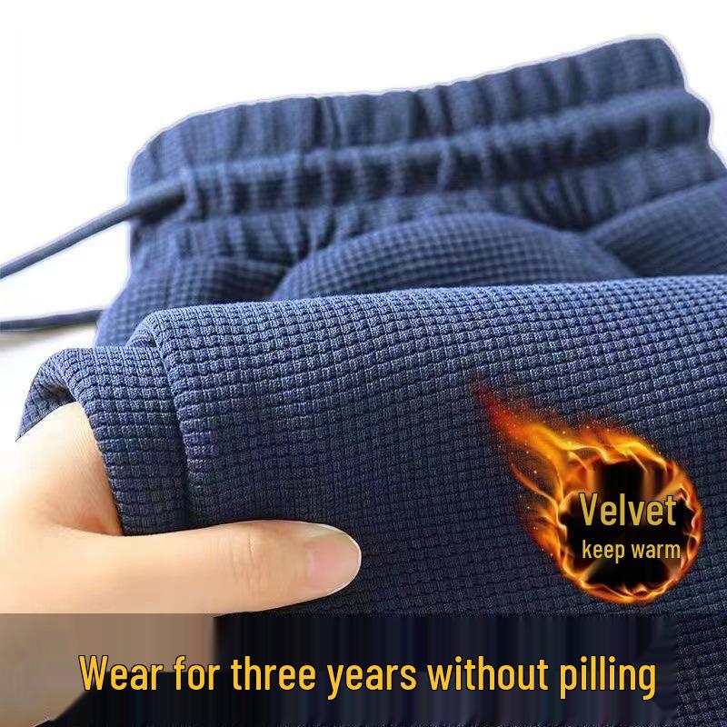 

Мужские вельветовые спортивные брюки прямого кроя больших размеров на подкладке - Осенне-зимние тяжелые вафельные трикотажные повседневные длинные брюки 4XL