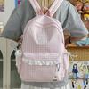 Schoolbag Korean Sweet Blue and White Plaid Backpack Junior High School Backpack Girl Heart Lace Design School Bag