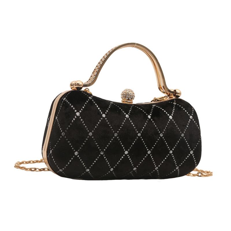 

2024 Новый тренд женская сумка текстурированная бархатная простая маленькая квадратная сумка цепочка сумка через плечо чёрный