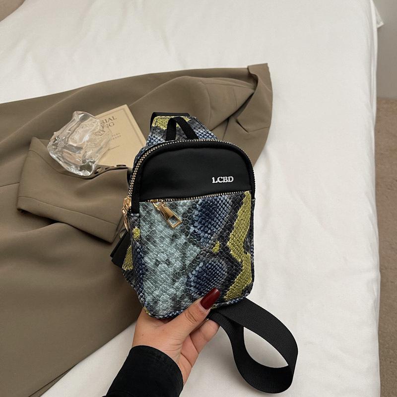 

2025 Новый Модный Тренд Бренд Нагрудная Сумка Змеиный Узор Черно-Белая Сумка через Плечо Поясная Сумка Мужская и Женская Маленькая Сумка Женская Сумка