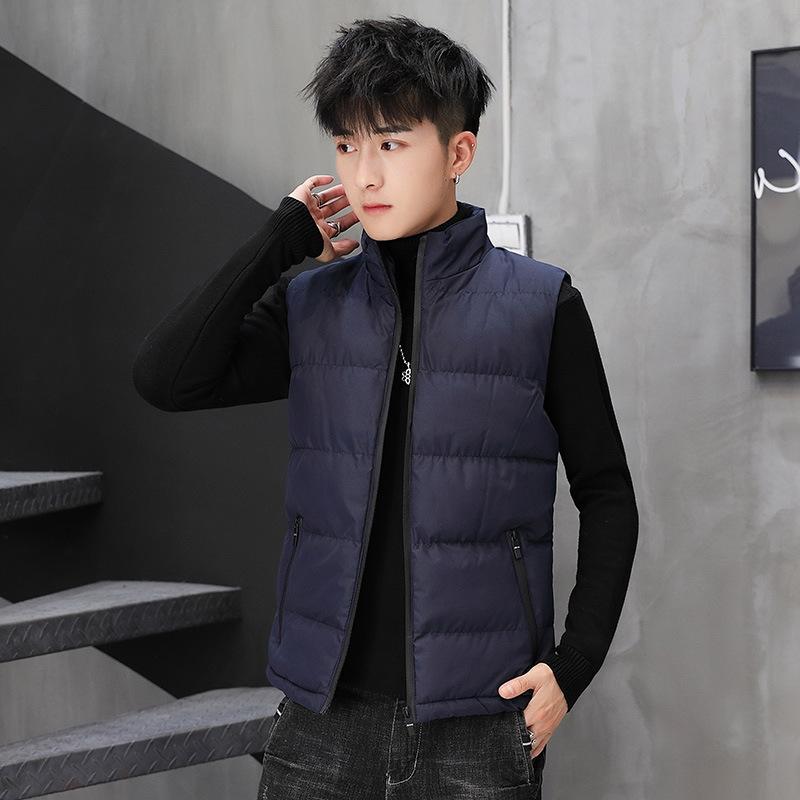 Autumn And Winter Korean Jacket Men's Stand Collar Down Cotton Jacket Leisure Waistcoat Thick Vest