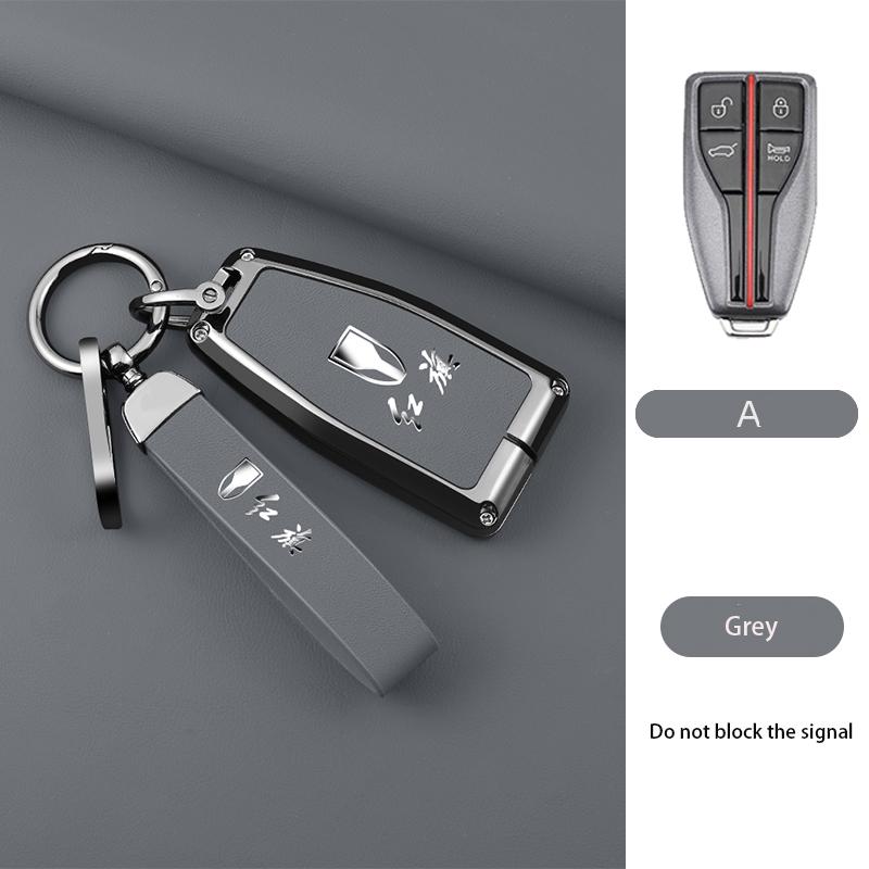 Zinc Alloy Car Key Cover Case Shell Holder Protector for Hongqi HS5 HS7 HS E HS9 Logo Keychain Bag Set Interior Accessories