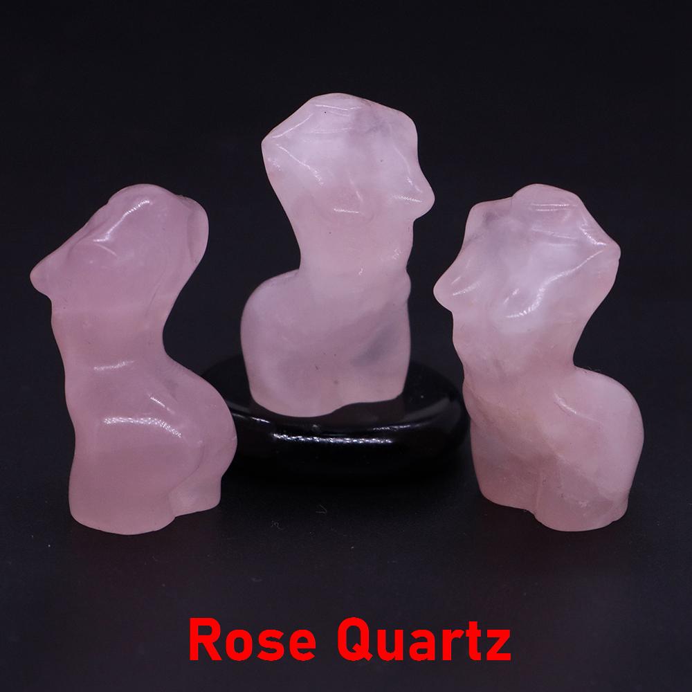 1,2" Sexuelle Damenmodell-Statue Heimdekoration Heilkristall Geschnitzter Edelstein Weiblicher Körperbüste Figur, Reiki Rosenquarz Göttin Geschenke