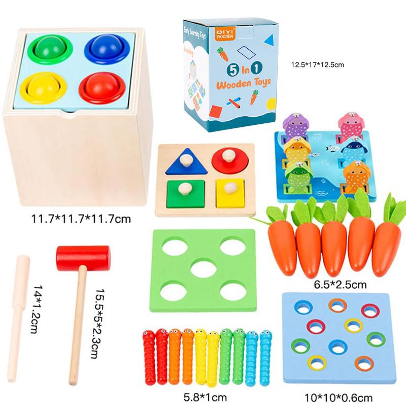 Jucării Montessori din Lemn Kit de Joacă Cutie Permanența Obiectelor Monedă Morcov Dezvoltare Timpurie Copii Mici Sortator de Forme Jucării cu Mingi Căzătoare pentru Vârsta
