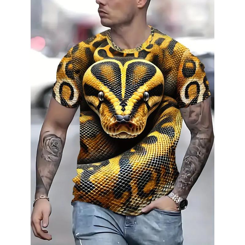 

Summer Quick-drying Men s T-shirt Animal Pattern 3d Printed Hip Hop Alternative Personality Crewneck Loose Short Sleeve XS
