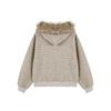 Punk Coat Y2k Vintage Faux Fur Collar Hoodie Zip-Up Woman Sweatshirts Goth Stripe Girl Coat Winter Jackets Hip Hop