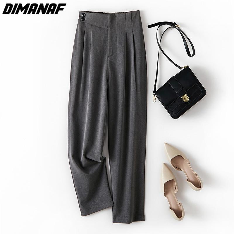 DIMANAF 2023 Plus rozmiar letnie długie spodnie damskie spodnie luźne proste dorywczo kobiece biznesowe podstawowe spodnie szerokie nogawki 4XL