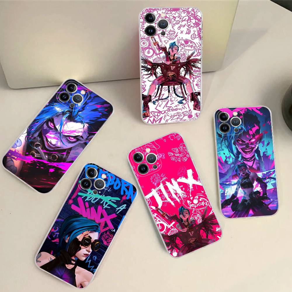 Arcane J-Jinx Anime Phone Case For IPhone 16 15 14 13 12 Mini 11 Pro XS Max X XR SE 6 7 8 Plus Soft Silicone Cover