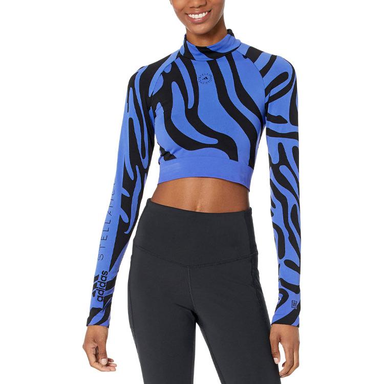 adidas Logo Kurzarm Figurbetontes T-Shirt Damen Tops Blau HF3066