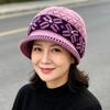 Middle-aged and elderly hats women's autumn and winter fashion warm mother ear protector basin hat fleece bucket hat cold-proof knitted wool hat