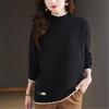 Plus Size Color Block Half-High Neck Sweater - Women's Loose Autumn/Winter Knit Pullover
