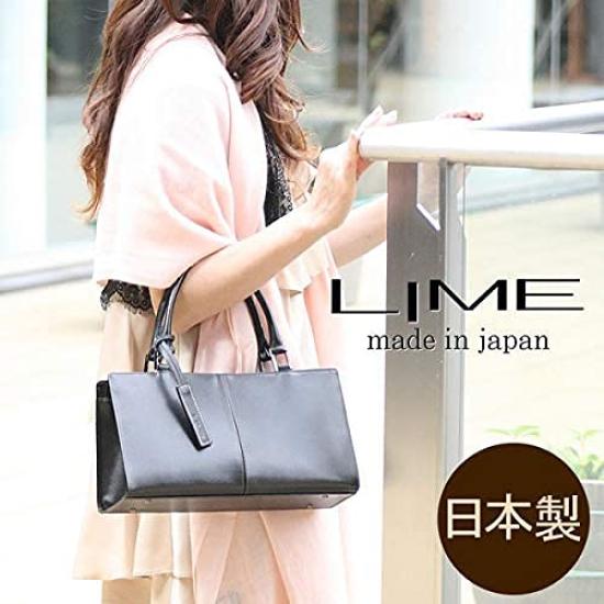 LIME Hergestellt in Japan Formelle Handtasche L1278 Schwarz Echtes Leder Ledertasche Hergestellt in Japan Lime Formell Damen Wasserabweisend