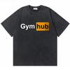 T-shirt Vintage Lavate Olympia Amateur Corea Stampa Double Face Uomo Fitness Palestra Copri Muscoli T-shirt Moda Maschile T-shirt Oversize