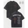 Europäische Größe Vintage Print Baumwoll-T-Shirt Used Washed Retro Streetwear mit Designs, Lockere Passform für Freizeitbekleidung Herren-T-Shirts