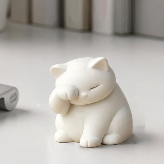 Cat Ornament, 3D Printed Decompression Decoration, Matte Texture Cat Face Covering Figure for Desktop Decor