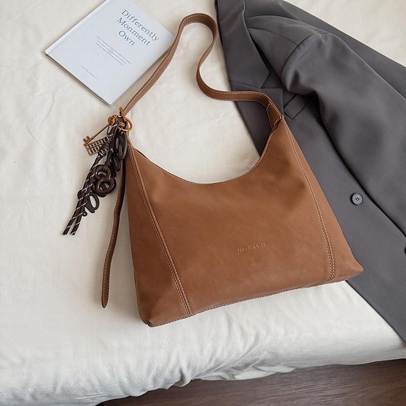Vintage Solid Color PU Leather Women's Shoulder Bags Simple Large Capacity Female Tote Bag Casual Versatile Ladies Messenger Bag