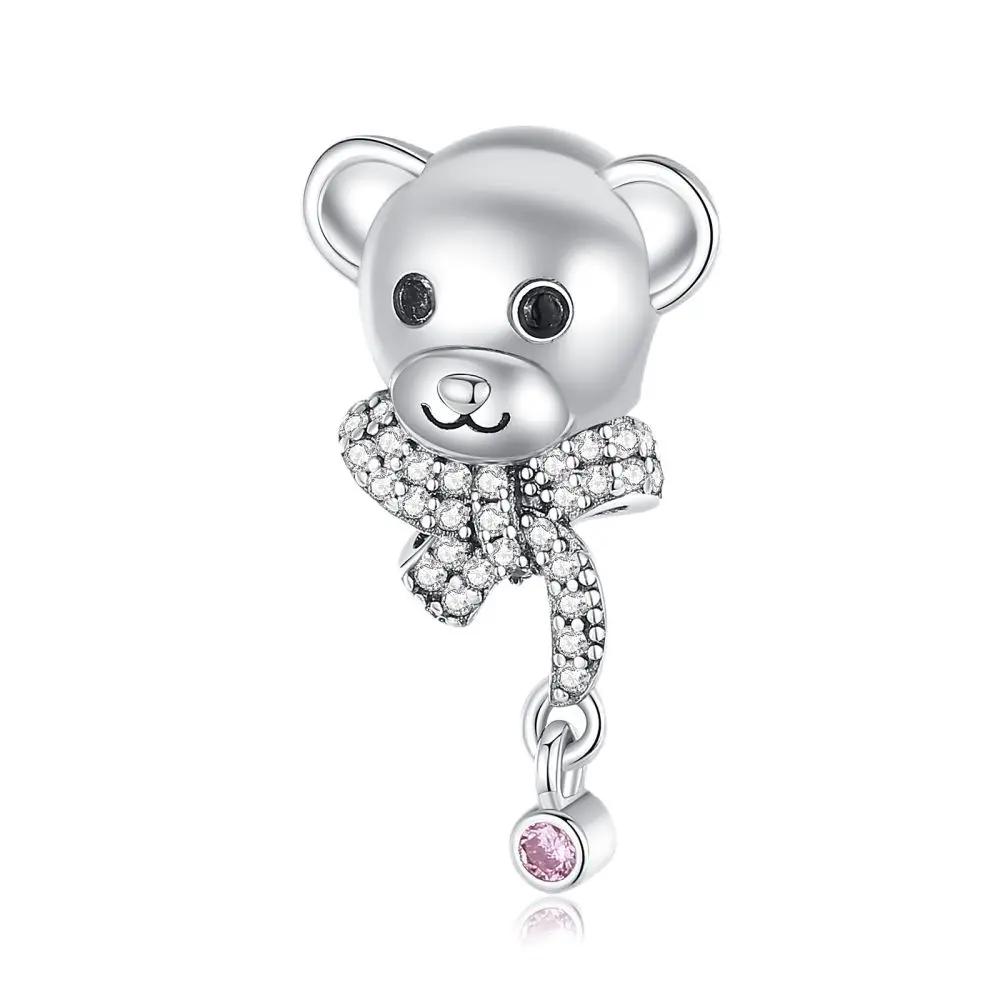 Matte Color Exquisite 925 Silver Two-tone Movable Monkey Dangle Charm Fit DIY Bracelet Necklaces Cute Animal Jewelry Exquisite
