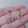 Fashion Simple Silver Color Stainless Steel Hollowed-out Five-pointed Star Pendant Star Stud Earrings for Women Piercing Jewelry