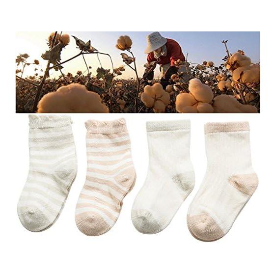 [MOMSMENU] Newborn Socks, Organic Cotton, Breathable, Soft Baby Socks, Spring, Summer, Autumn, Winter, Set of 4