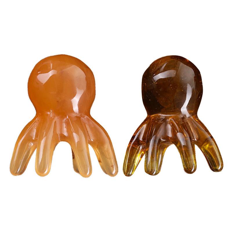 Spa Quality Home Travel Use Ergonomic Octopus Head Resin Gua Sha Massager Portable Face Body Scalp Pressure Point Tool