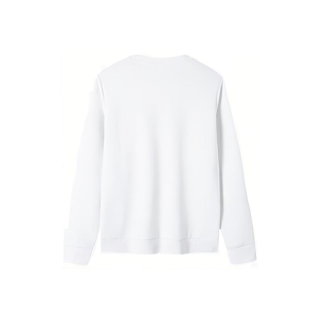 Anta Tréninková série Jednobarevná Mikina s potiskem textového loga s kulatým výstřihem a dlouhým rukávem pro volný čas Dámská mikina Čistě bílá 162217752-1