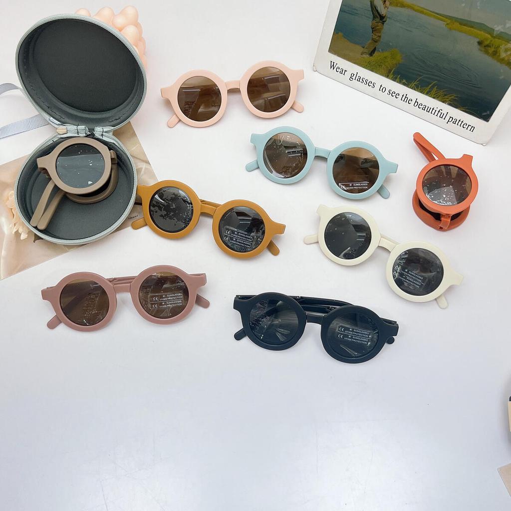 2025 ins cute sunscreen and UV resistant male and female children's glasses UV400 Folding new children's baby concave shaped