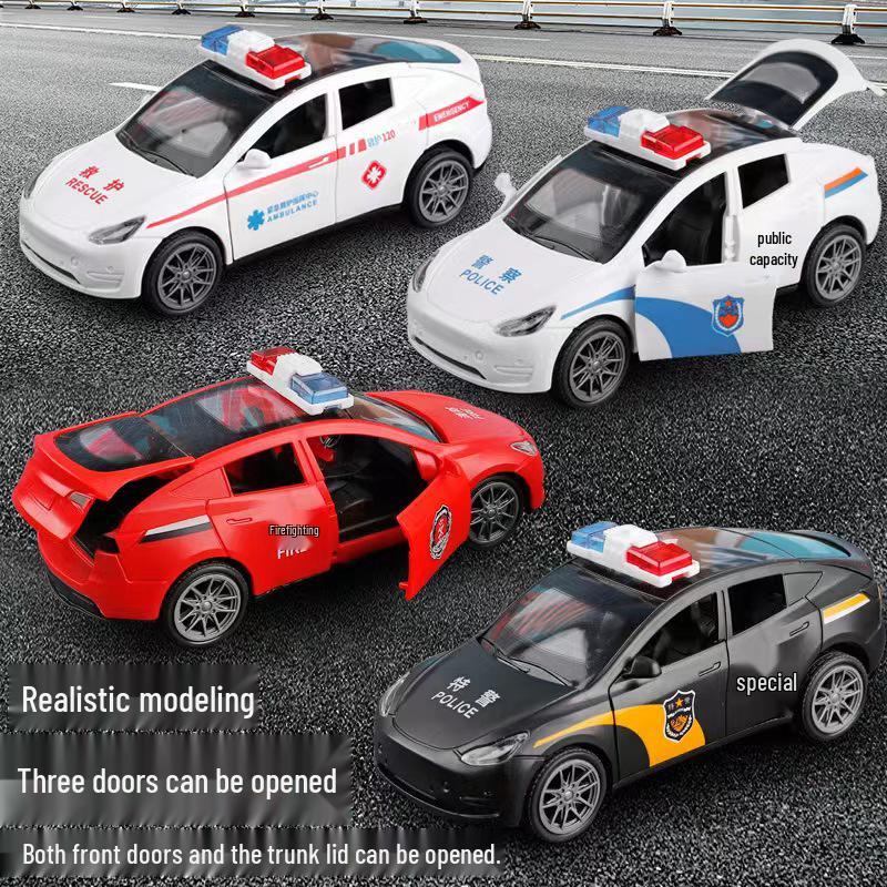 Inertia Action Vehicle Set: Openable Door Ambulance, Police Car, SWAT, Fire Truck Model Toy for 3+ Boys - Tesla TSL Inspired