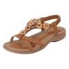 Women'S Pearl Flower Decorated Flat Sandals Comfortable Slip Soft Sole T Big Toe Sandals For Women Short Heel Sandals For Women