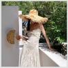 Hollow Lafite Straw Hat Women's Summer Seaside Beach Sunshade Sunscreen Hat Big Brim Sun Hat New