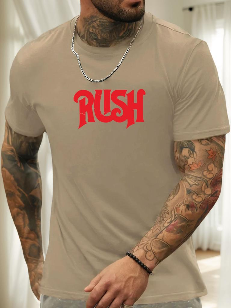 Kurzarm T-Shirt RUSH Herren 100% Baumwolle Muster Gedrucktes Hemd Sommer Rundhals Atmungsaktiv Lässig Mode Cooles T-Shirt