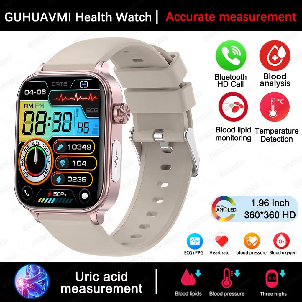 2025 New ECG+PPG Blood Fat Uric Acid Health Smartwatch Men Women Heart Rate Blood Pressure Bluetooth Call Smart Watch for IOS Android