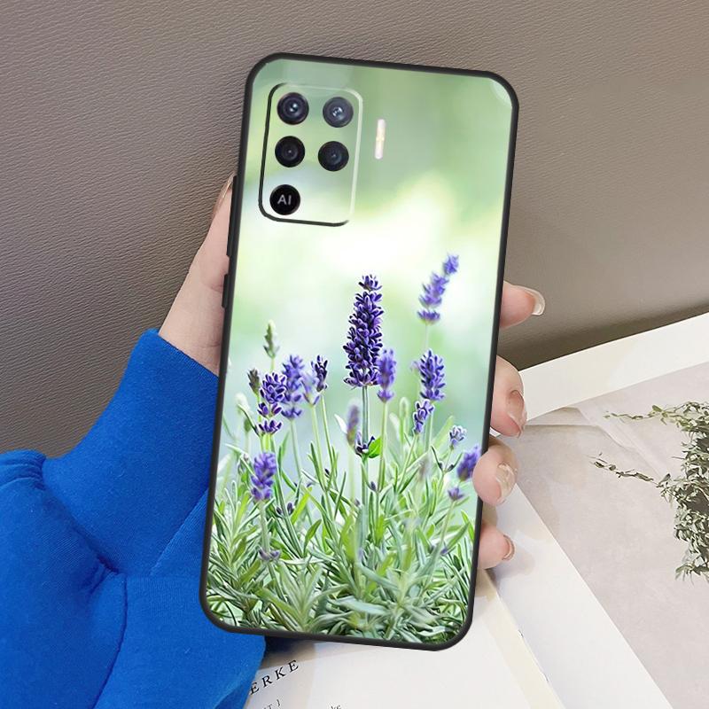 Lavender Purple Flower Case For Oppo A77 A57 A17 A60 A80 A40 A74 A54 A94 A78 A98 A18 A38 A58 A96 A76 A16 A15 A5 Pro