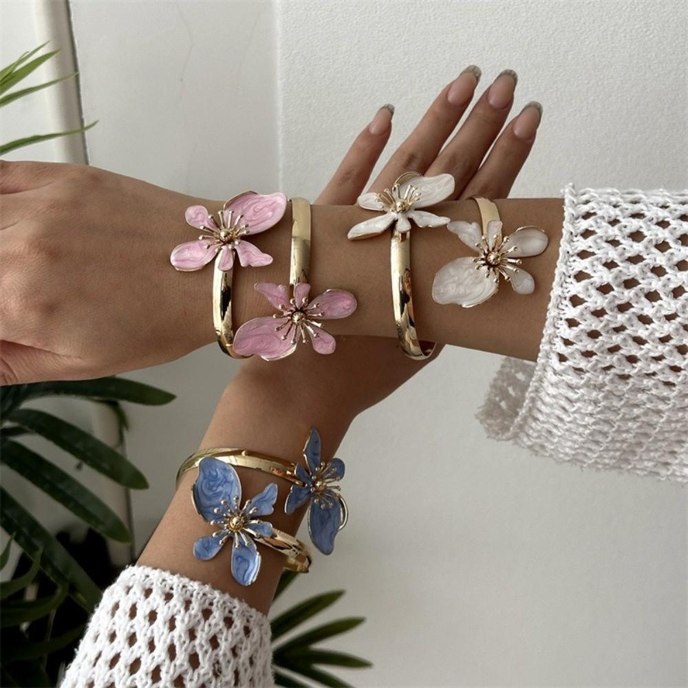 Exaggerated Design Big Flower Bracelet Luxurious Style Three-Dimensional Bracelet  Vacation Style