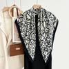 Autumn And Winter White Flower Print Fresh And Elegant 90 Square Scarf Herringbone Shawl Soft Skin-Friendly Warm Scarf