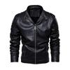 Fashion Men Vintage Cool Motorcycle Faux Leather Jacket Autumn Winter Long Sleeve Jacket Coat Stand Collar Club Bomber Jacket