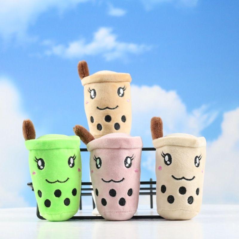 Bubble Tea Plush Toy Pendant Keychain Cute Boba Cup Expression Cartoon Doll Soft Gift