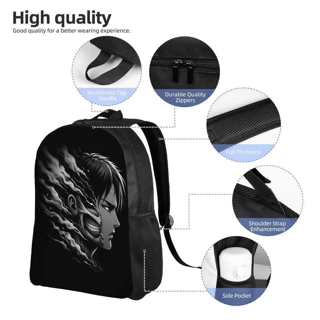 3D Printing Attack On Titans Backpack for Boys Girls Manga School College Travel Bags Women Men Bookbag Fits 15 Inch Laptop