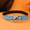 Popular Rhinestones Skull Buckle Belt for Adult Rivet Studded Belt All Matching Western Belt for Daily and Club Wear