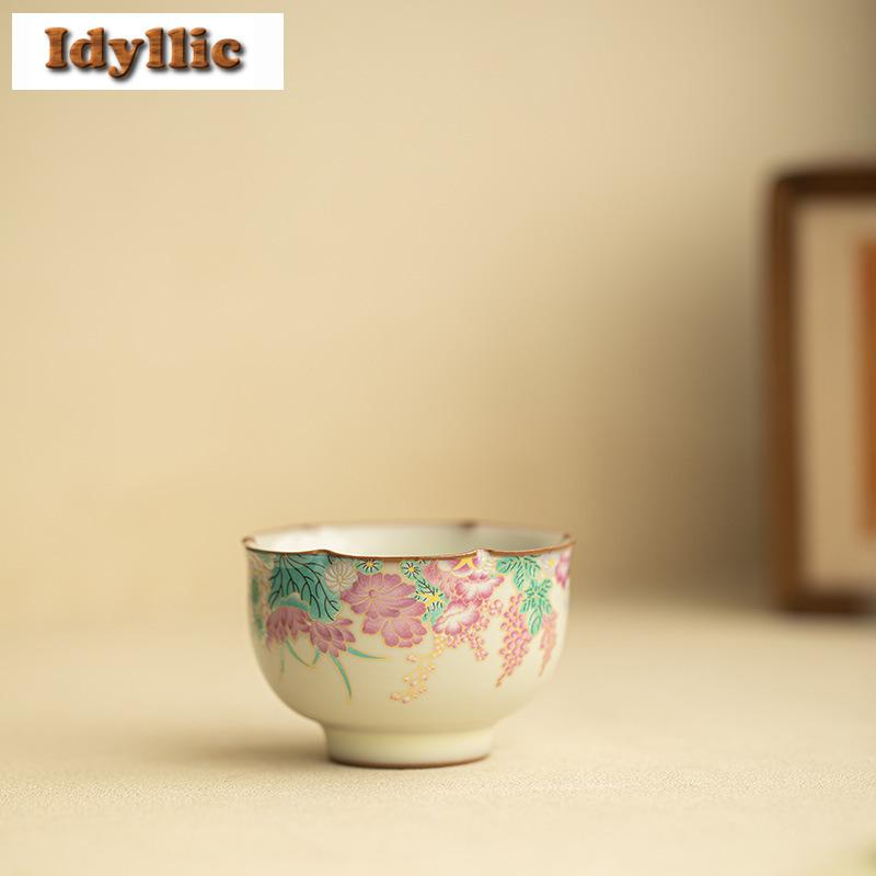 2 Stück/Los Lard Jelly Ru Ofen Kleine Garten Teetasse Antike Teeschale Kännchen Teeverkostung Meditationsbecher Chazhan Meistertassen Teeset 70ml