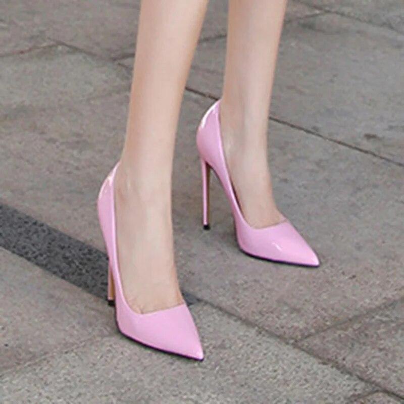 Damen Stiletto-Schuhe mit spitzer Zehenpartie, sexy Catwalk-Bankett, 12 cm Absatz WZ