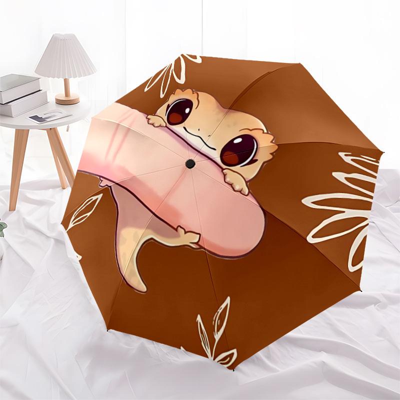 1pc Lizard Leaf Cute Fashionable Automatic Opening/Closing Folding Umbrella with 8 Bones, Windproof Portable, Daily Use132