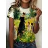 Summer Fashionable Retro Colorful Cartoon 3D Pattern T-shirt Comfortable Oversized Breathable Leisure Versatile Women's T-shirt