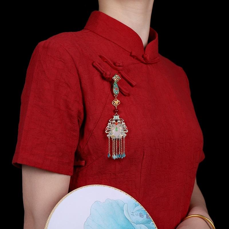 Chinese-style Guochao Nantianmen medium cheongsam button pendant tassel pendant women's retro court Hanfu accessories